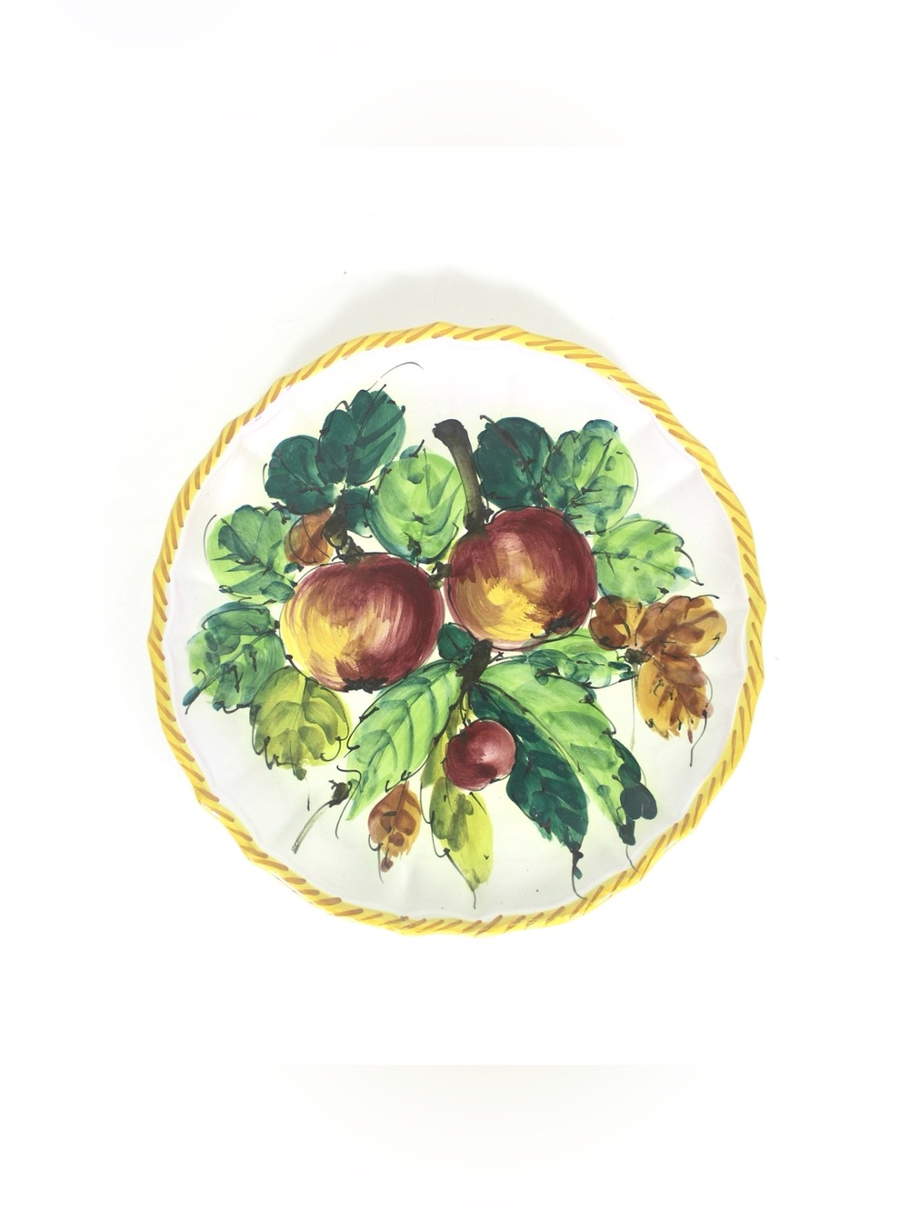 Vintage 11” Italian Renaissance Revival Hand Painted Apple Cherry Fruit Plate